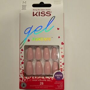 NEW KISS Gel Fantasy High Volume Sculpted Nails Medium Length Pink